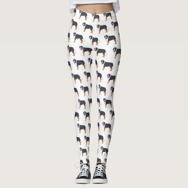 Bernese mountain dog cartoon illustration  leggings (Front)