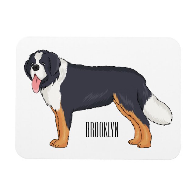 Bernese mountain dog cartoon illustration magnet (Horizontal)