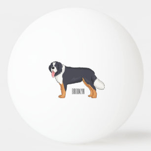 Bernese mountain dog cartoon illustration ping pong ball