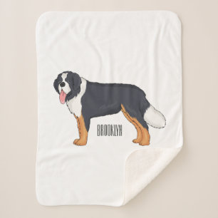 Bernese mountain dog cartoon illustration sherpa blanket