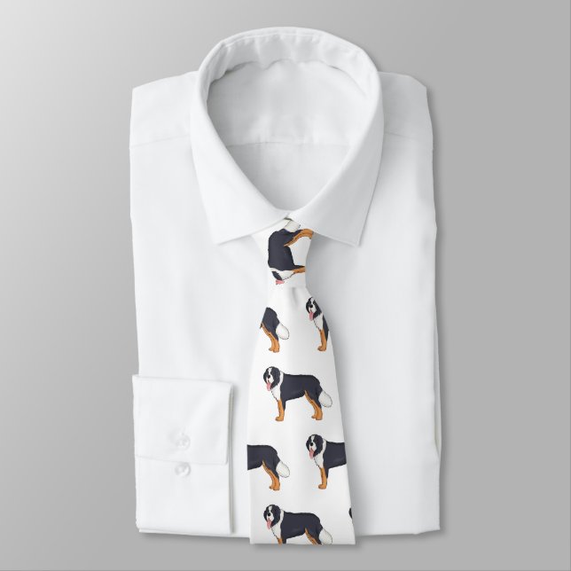 Bernese mountain dog cartoon illustration  tie (Tied)