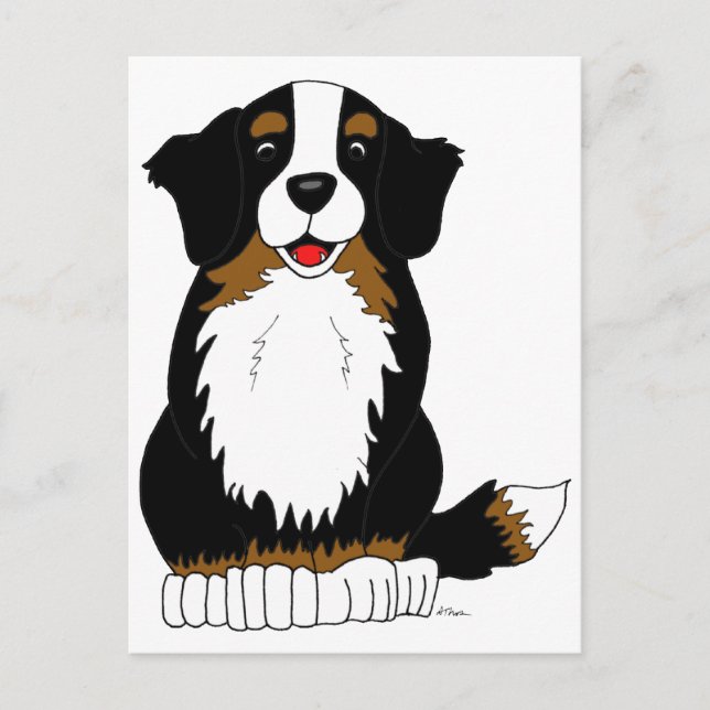 Bernese Mountain Dog Cartoon Postcard (Front)