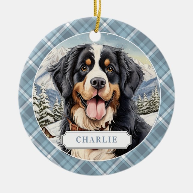 Bernese Mountain Dog Ceramic Circle Ornament (Front)