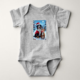 Bernese Mountain Dog Christmas Baby Bodysuit