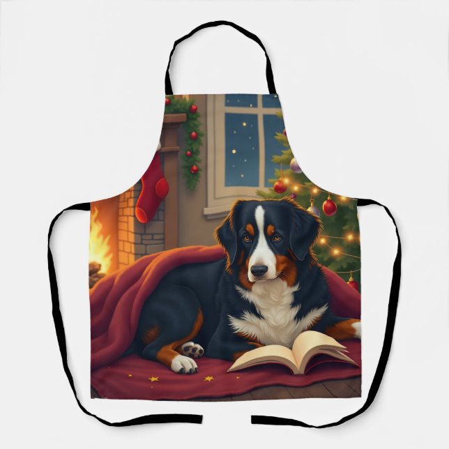 Bernese Mountain Dog Christmas Bedtime Story Apron (Front)