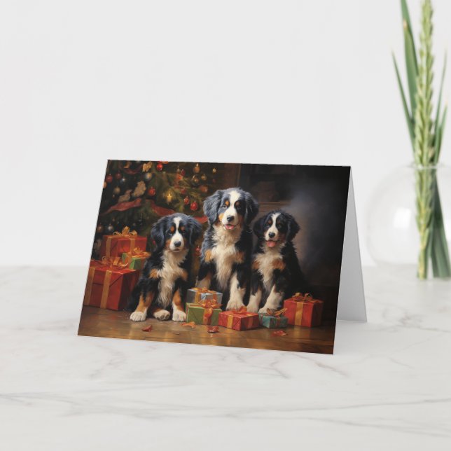 Bernese Mountain Dog Christmas card (Front)