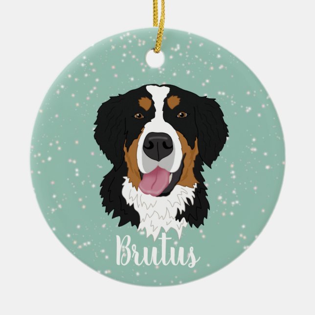 Bernese Mountain Dog Christmas  Ceramic Tree Decoration (Front)
