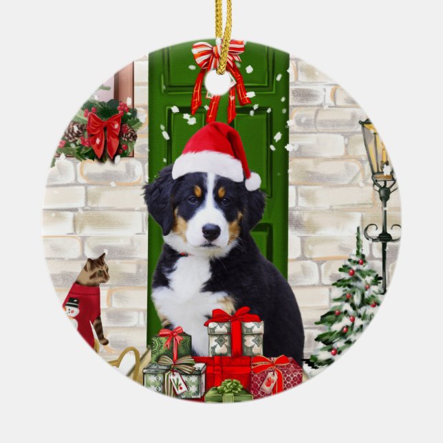 Bernese Mountain Dog Christmas   Ceramic Tree Decoration (Front)