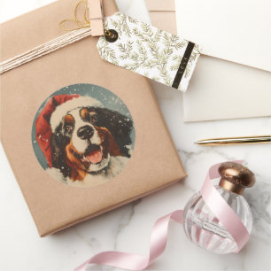 Bernese Mountain dog Christmas Classic Round Sticker