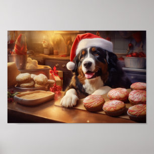 Bernese Mountain Dog Christmas Cookies Holiday Poster
