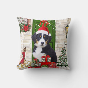 Bernese Mountain Dog Christmas Cushion