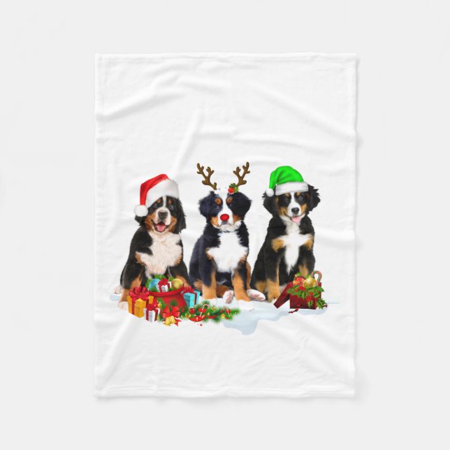 Bernese Mountain Dog Christmas Cute Fullprint  Fleece Blanket (Front)