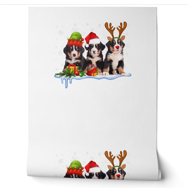 Bernese Mountain Dog Christmas Cute  Wallpaper (Unrolling)