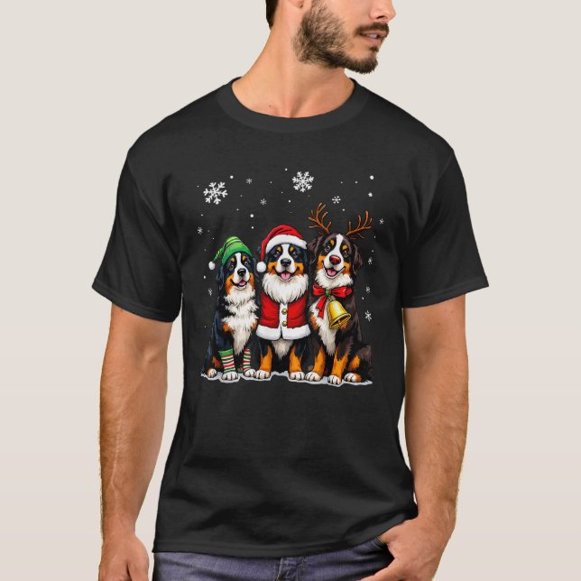 Bernese Mountain Dog Christmas Dogs Funny Santa Re T-Shirt (Front)