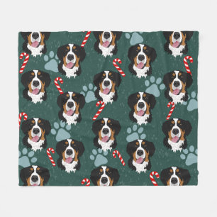 Bernese Mountain Dog Christmas  Fleece Blanket
