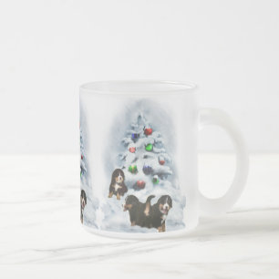 Bernese Mountain Dog Christmas Gifts Frosted Glass Coffee Mug