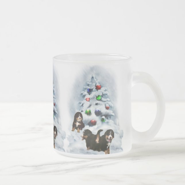 Bernese Mountain Dog Christmas Gifts Frosted Glass Coffee Mug (Right)