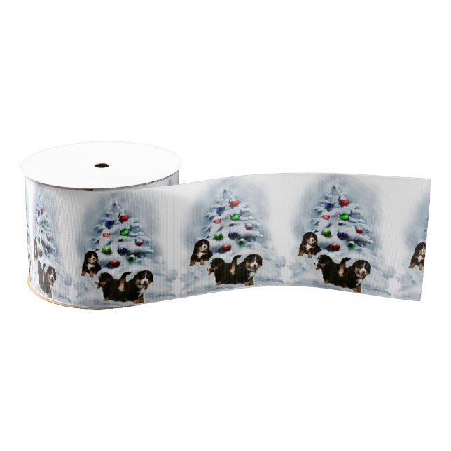Bernese Mountain Dog Christmas Grosgrain Ribbon (Spool)
