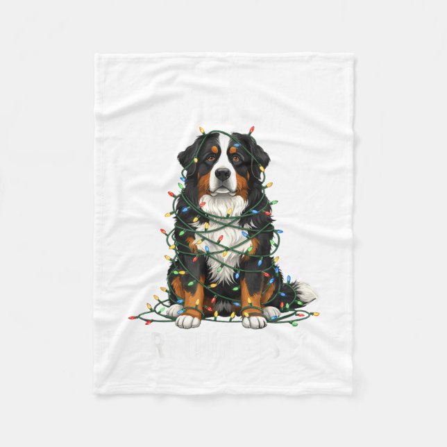 Bernese Mountain Dog Christmas I'm Fine Everything Fleece Blanket (Front)