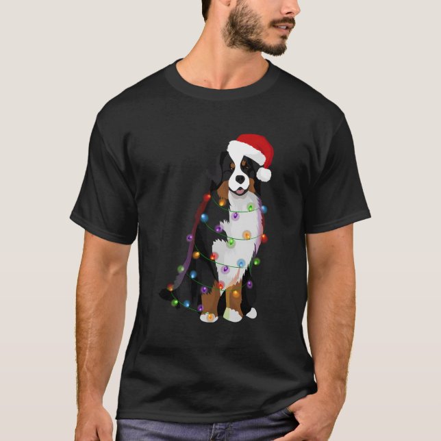 Bernese Mountain Dog Christmas Lights Xmas Dog Lov T-Shirt (Front)