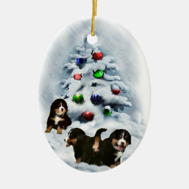 Bernese Mountain Dog Christmas Ornament (Front)