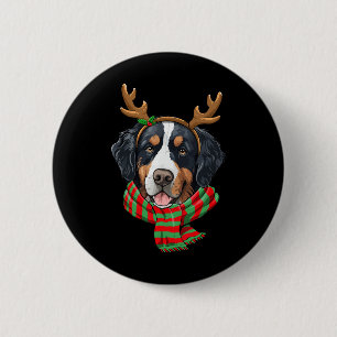Bernese Mountain Dog Christmas Reindeer Santa Hat  6 Cm Round Badge