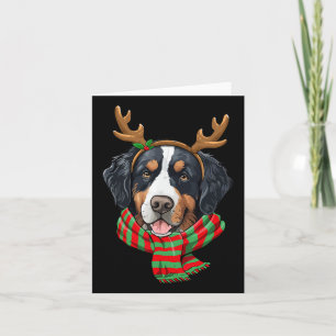 Bernese Mountain Dog Christmas Reindeer Santa Hat  Card
