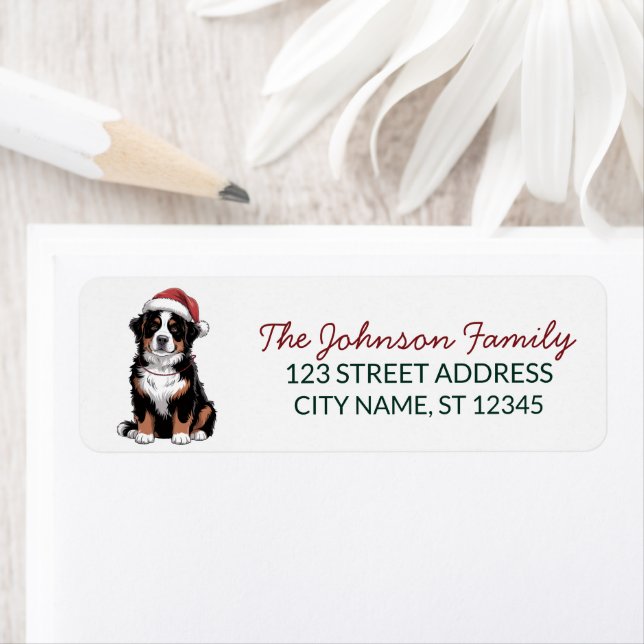 Bernese Mountain Dog Christmas Return Address      (Insitu)
