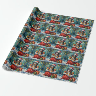 Bernese Mountain Dog Christmas Santa Bag Adventure Wrapping Paper