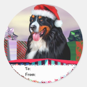 Bernese Mountain Dog Christmas Surprise Gift Tags