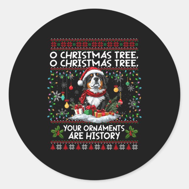 Bernese Mountain Dog Christmas Tree Decorations Do Classic Round Sticker (Front)