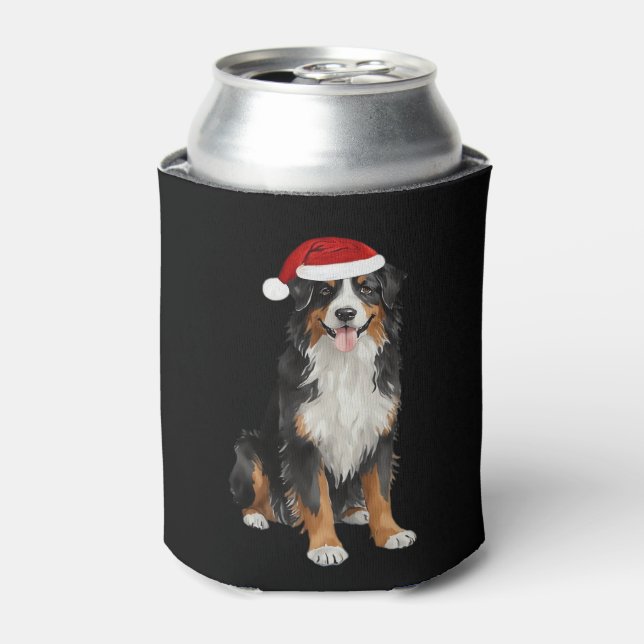 Bernese Mountain Dog Christmas Tree Dog Puppy Wate Can Cooler (Can Front)