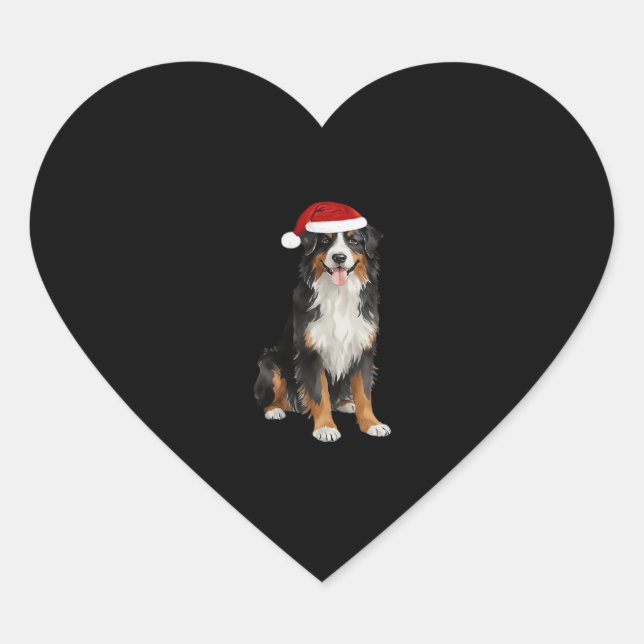 Bernese Mountain Dog Christmas Tree Dog Puppy Wate Heart Sticker (Front)