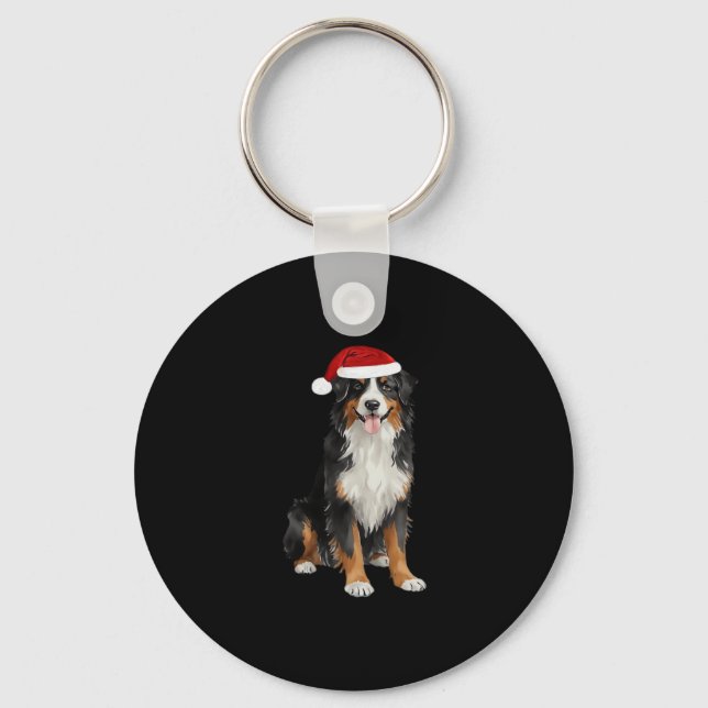 Bernese Mountain Dog Christmas Tree Dog Puppy Wate Key Ring (Front)