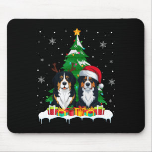Bernese Mountain Dog Christmas Tree Lights Santa R Mouse Mat