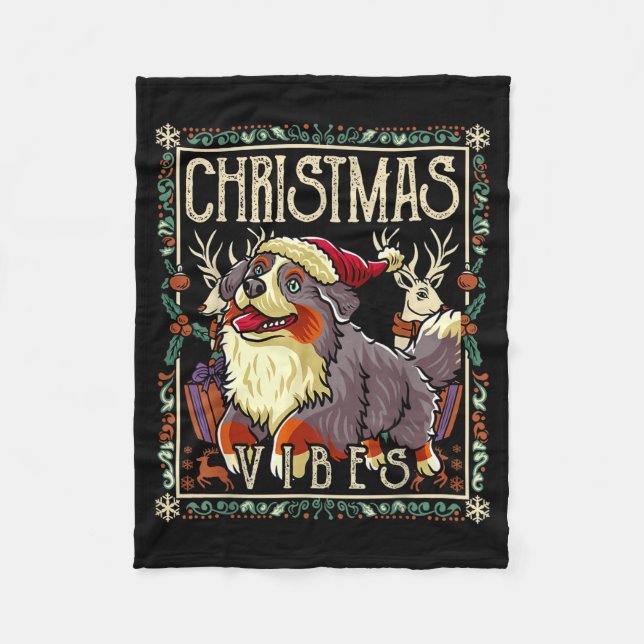 Bernese Mountain Dog Christmas Vibes Dog Santa Cla Fleece Blanket (Front)