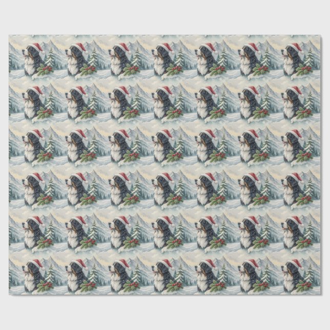 Bernese Mountain Dog Christmas Wrapping Paper (Flat)