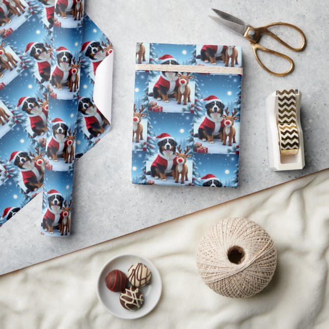 Bernese Mountain Dog Christmas  Wrapping Paper (Crafts)