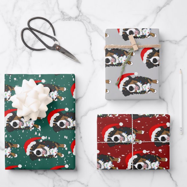 Bernese Mountain Dog Christmas Wrapping Paper (Front)