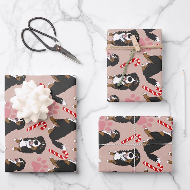 Bernese Mountain Dog Christmas  Wrapping Paper Sheet (Front)