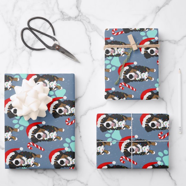 Bernese Mountain Dog Christmas  Wrapping Paper Sheet (Front)