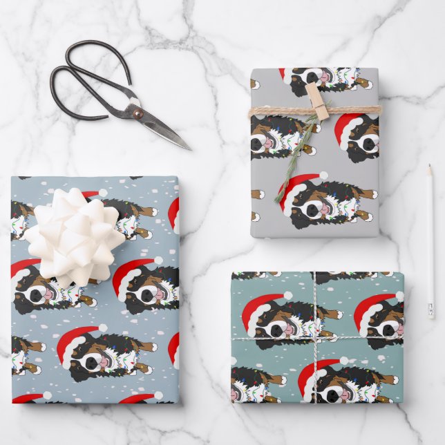 Bernese Mountain Dog Christmas Wrapping Paper Sheet (Front)