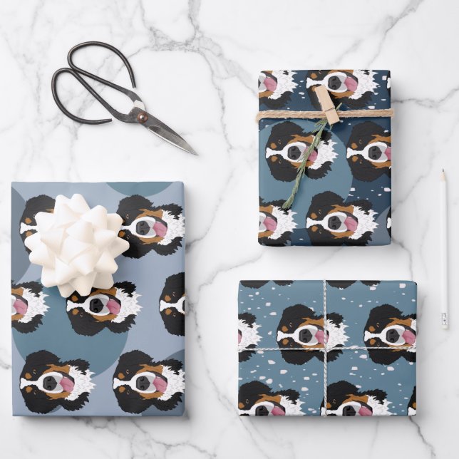 Bernese Mountain Dog Christmas Wrapping Paper Sheet (Front)