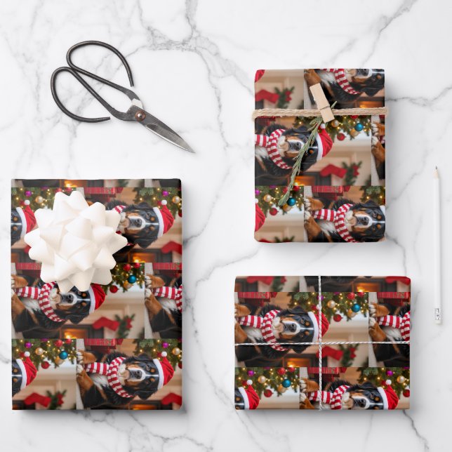Bernese Mountain Dog Christmas  Wrapping Paper Sheet (Front)