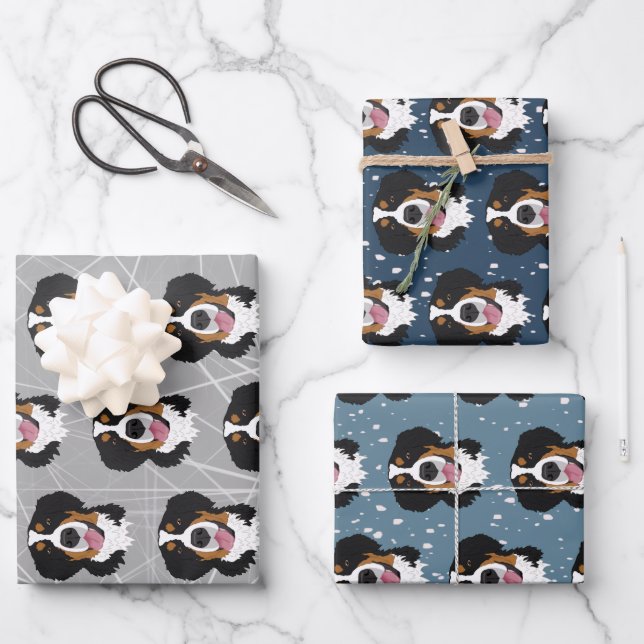 Bernese Mountain Dog Christmas Wrapping Paper Sheet (Front)