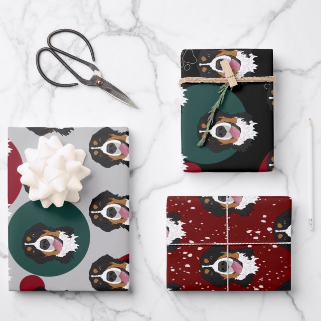 Bernese Mountain Dog Christmas  Wrapping Paper Sheet (Front)