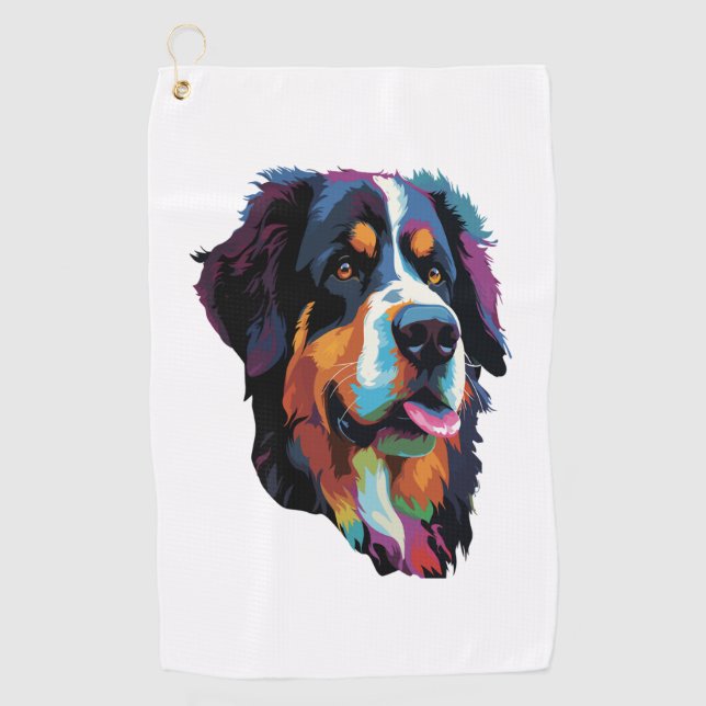 Bernese Mountain Dog Colourful  Golf Towel (Front)
