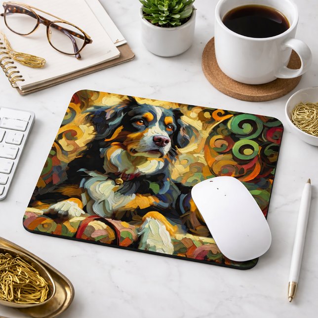 Bernese Mountain Dog Colourful Impressionist  Mouse Mat (Creator Uploaded)