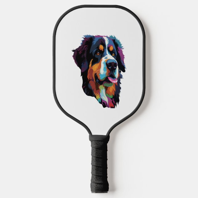 Bernese Mountain Dog Colourful  Pickleball Paddle (Front)