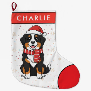Bernese Mountain Dog Custom Name Large Christmas Stocking
